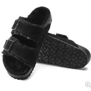 Birkenstock Shearling Arizona Suede - All Black